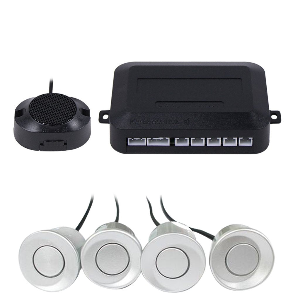 [Australia - AusPower] - Frostory Car Reverse Backup Parking Sensor Radar System, Buzzer Beeps, Detection Distance:30~150CM, Waterproof Sensors (22mm Diameter 2.3M Cable) 4 Packs X60D (Silver) Silver 