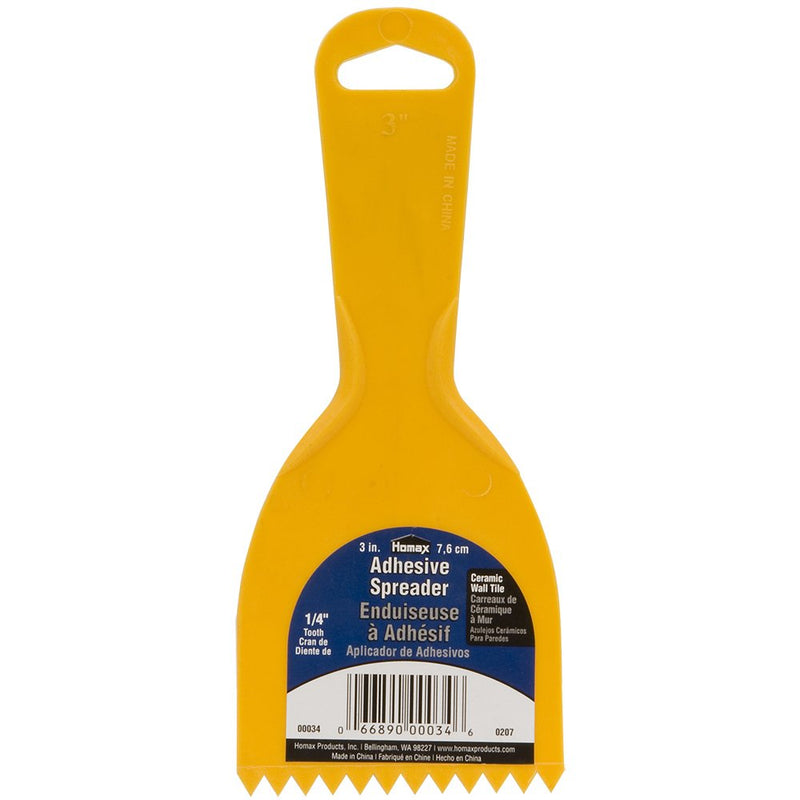 [Australia - AusPower] - Homax 1/4" Tooth Adhesive Spreader for Ceramic Tile, Yellow, 3" 3" 1/4" Tooth 