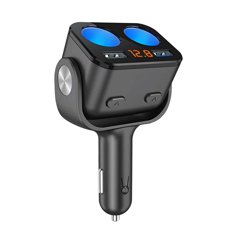 [Australia - AusPower] - USB Car Charger 2 Sockets Cigarette Lighter Splitter 12/24V 90W Dual USB Ports Separate On/Off Switches LED Voltage Display Car Charger for Mobile Cell Phone GPS DashCam 