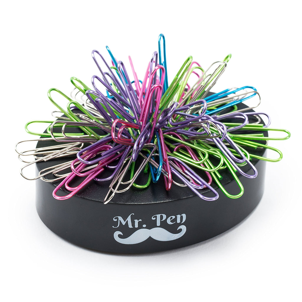 [Australia - AusPower] - Mr Pen- Magnetic Desk Toy with Colored and Silver Paper Clips (100 Pieces), Desk Toys, Desk Decor, Desk Accessories, Paperweight, Cute Office Supplies, Paper Clips Holder, Paper Clip Dispenser 