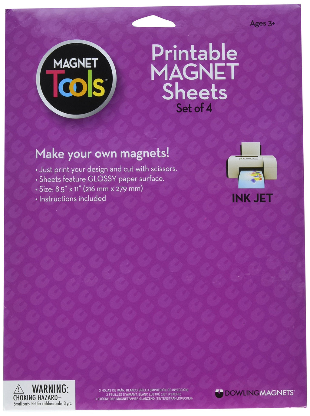[Australia - AusPower] - Dowling Magnets Printable Magnet Sheets (8.5 inches Wide x 11 inches high), Set of 4, Inkjet Printer, White Glossy Surface, 11.5 inches 