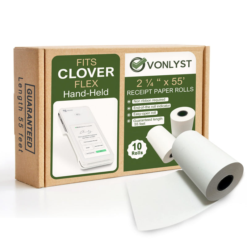 [Australia - AusPower] - Vonlyst Thermal Paper Roll for Clover Flex Receipt Paper 2 1/4 x 55 (10 rolls) 10 rolls 