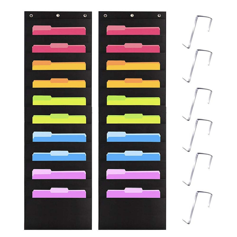 [Australia - AusPower] - Kruideey Premium Hanging Wall File Organizer,Cascading Wall Organizer Best Pocket Chart for Home Organization, School Pocket Chart, Office Bill Filing .Easy Wall Storage Pocket Chart Black (2 Pack) 10 Pocket - 2 Pack(Black) 