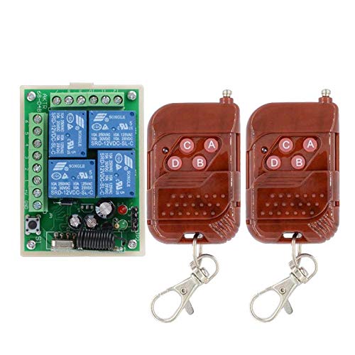 [Australia - AusPower] - DC 12V 4 Channel Relay 10A RF Wireless Remote Control Switch System Receiver Transmitter Wireless Light Switch for Smart Home/Relay output NO COM NC/Normally open Normally closed Common terminal 