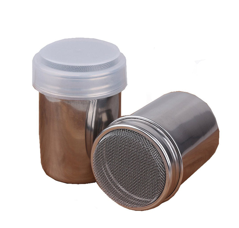 [Australia - AusPower] - 2 Pack Stainless Steel Chocolate Shaker with Lid Sugar Powder Cocoa Flour Coffee Sifter Spice Dispenser Kitchen Tools 
