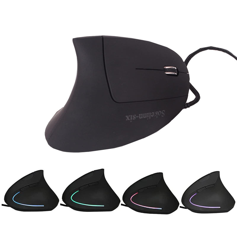 [Australia - AusPower] - Sokelinn-six Wired Vertical Mouse,800/1200/2000/3200 Adjustable DPI High Sensitivity Ergonomic USB Mouse for Computers and Laptops 