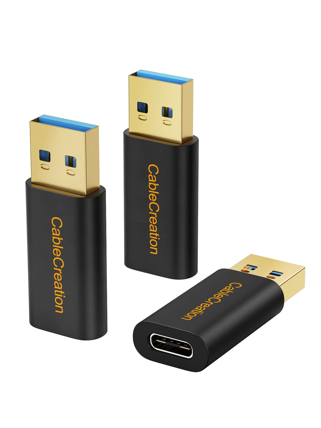 [Australia - AusPower] - [3-Pack] CableCreation USB C Female to USB Male Adapter USB 3.1 5Gbps 3A Fast Charging, USB to USB C Adapter USB C to A Adapter Female for Laptops, Logitech StreamCam VR Link Adapter for Charging 3-Pack 