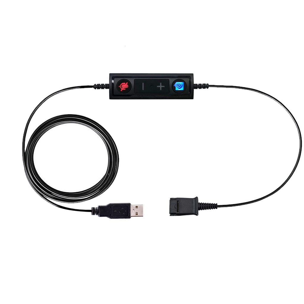 [Australia - AusPower] - USB Adapter Compatible with Any Plantronics or TruVoice Wired Headset with a QD and Includes Volume Control and Mute Functionality (Connects Headset to PC, Laptop and Softphones) 