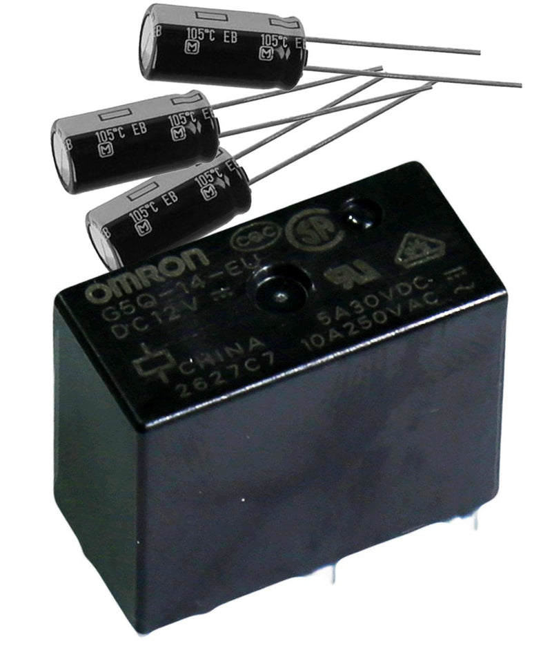 [Australia - AusPower] - OMRON (G5Q-14-EU 12DC & EEU-EB1J221) Power Relay, SPDT, 12VDC, SPDT 12VDC ClassF High-Capacity, Sealed, 220µF, 65V, Capacitor 