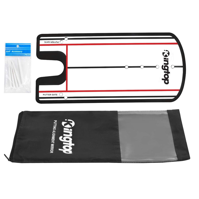 [Australia - AusPower] - KINGTOP Golf Putting Alignment Mirror with Putting Cup Combo, Portable Swing Training Aids, Practice Putting Trainer with Hole Cup Set, Mirror Size 12”L x 6”W 