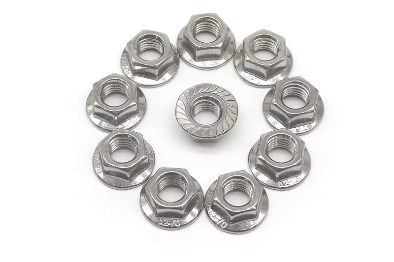 [Australia - AusPower] - M10 x 1.5mm Flange Nuts, binifiMux Diameter 10Pcs Serrated Hex Flange Lock Nuts 304 Stainless Steel 