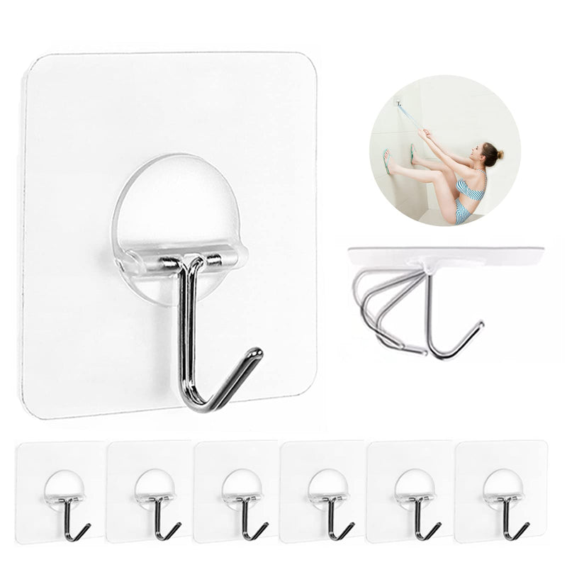 [Australia - AusPower] - JINSHUNFA Wall Hooks 13lb(Max) Transparent Reusable Seamless Hooks,Waterproof and Oilproof,Bathroom Kitchen Heavy Duty Self Adhesive Hooks,8 Pack 8 Hooks 