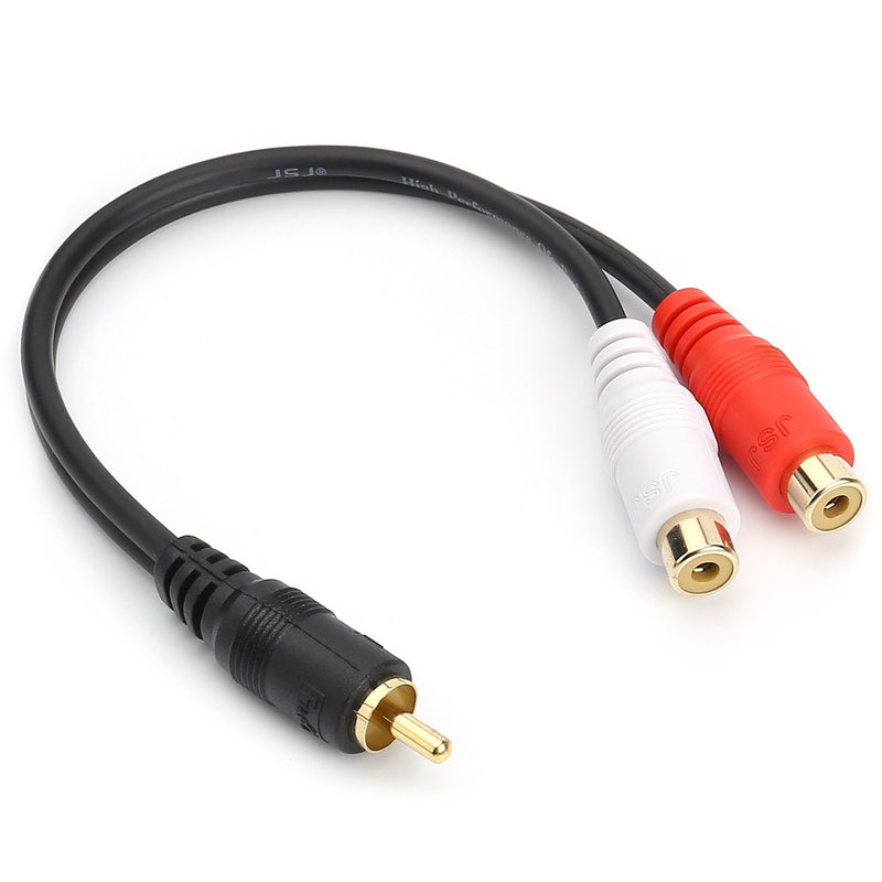 [Australia - AusPower] - RCA (M) to 2 RCA (F) Stereo Audio Y Adapter Subwoofer Cable (24k Gold Plated) 1 Male to 2 Female Y Splitter Connectors Extension Cord (20CM/0.5FT) 