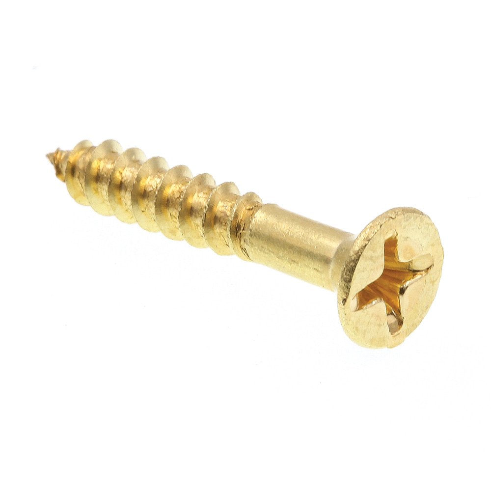[Australia - AusPower] - Prime-Line 9035109 Wood Screw, Flat Head Phillips, #8 X 1 in, Solid Brass, Pack of 25 25 Pack 