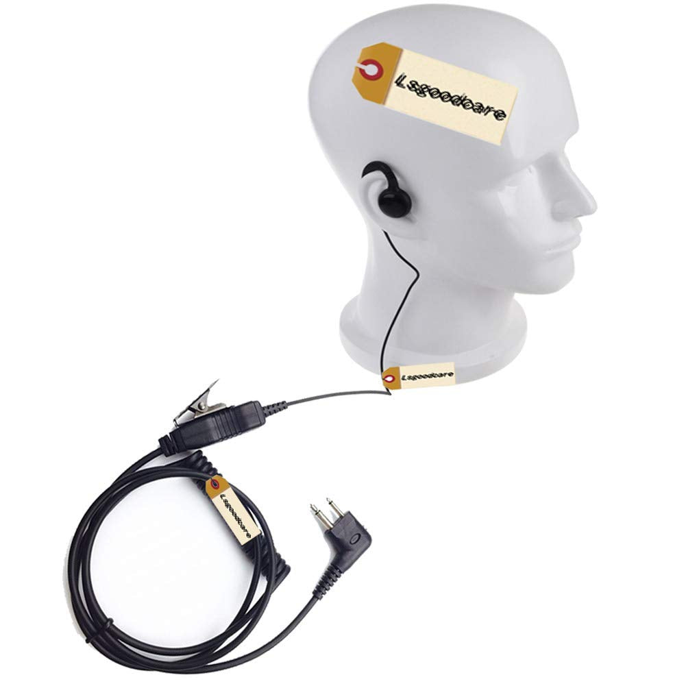 [Australia - AusPower] - 2 Pin Swivel Earpiece Earhanger Earhook Headset with 180 Degree Swivel Earphone (PTT and Mic) Compatible for Motorola CLS1410 CP200 CP88 CP100 CP040 Walkie Talkie 2 Way Radio, Lsgoodcare 1pcs 