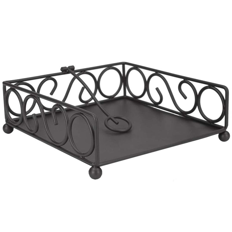 [Australia - AusPower] - Home Basics Scroll Collection Bronze Coated Steel Flat Napkin Holder Dispensing Stand, Kitchen and Countertop, Black 