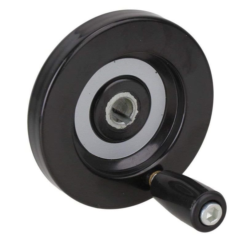 [Australia - AusPower] - YXQ 10mm Hole 80mm Diameter Ripple Hand Wheel Black with Revolving Handle for Grinder Machines 