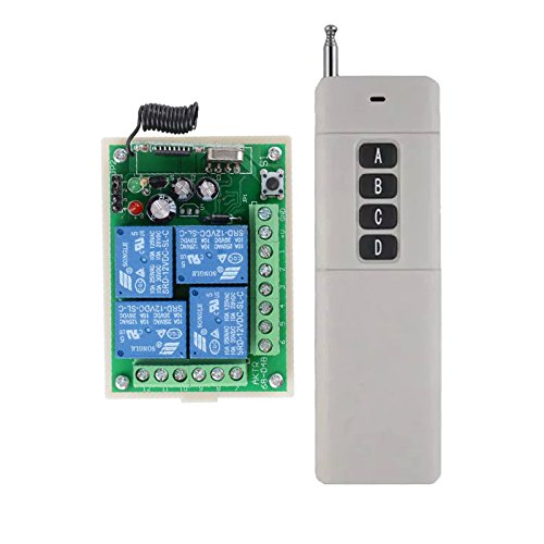 [Australia - AusPower] - 12V DC 4 Channel Wireless Remote Control Illumination Switch with 500M-1000M Long Distance Transmitter Relay RF Remote Control Light Switches for Pump Security Systems Outdoor Indoor Remote Control 