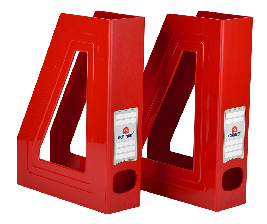 [Australia - AusPower] - Acrimet Magazine File Holder Rack Organizer (Plastic) (Solid Red Color) (2 Pack) 