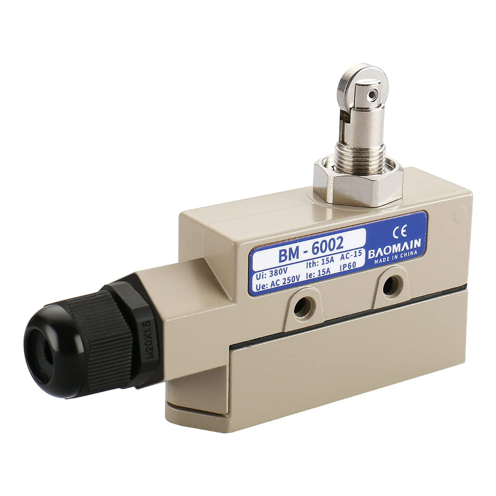 [Australia - AusPower] - Baomain TZ-6 Sealed Limit Switch TZ-6002 Parallel Roller Plunger AC 250V 15A IP 65 