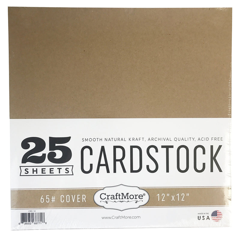 [Australia - AusPower] - CraftMore Card Stock Paper Value Pack, 12 by 12 Inches, Natural Kraft, 25 Sheets 12x12 