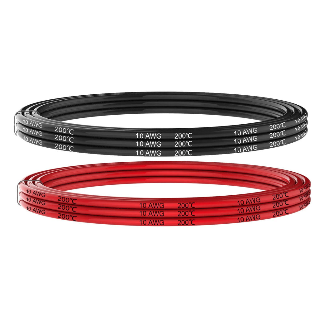 [Australia - AusPower] - Electrical Wire 10 AWG 10 Gauge Silicone Wire Hook Up Wire Cables 20 Feet [10 ft Black and 10 ft Red] Soft and Flexible 1050 Strands 0.08 mm of Tinned Copper Wire High Temperature Resistance 10AWG 