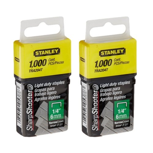 [Australia - AusPower] - Stanley TRA204T 1/4 Inch Light Duty Narrow Crown Staples, Pack of 1000(Pack of 2000) 