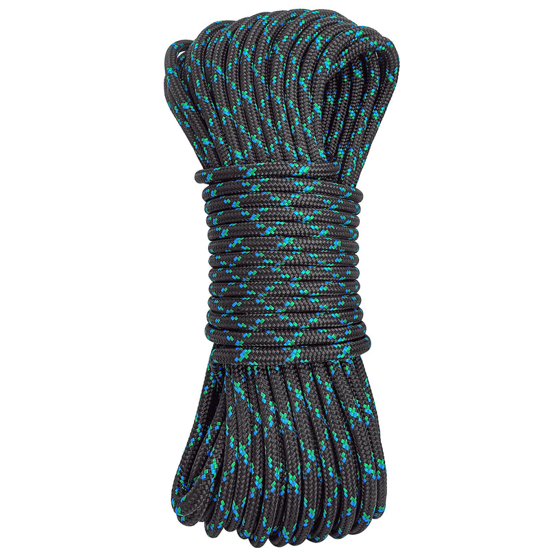 [Australia - AusPower] - GM CLIMBING 8mm (5/16in) Accessory Cord Rope Double Braid Pre Cut CE/UIAA Black 5/16in(dia.) x 20feet 