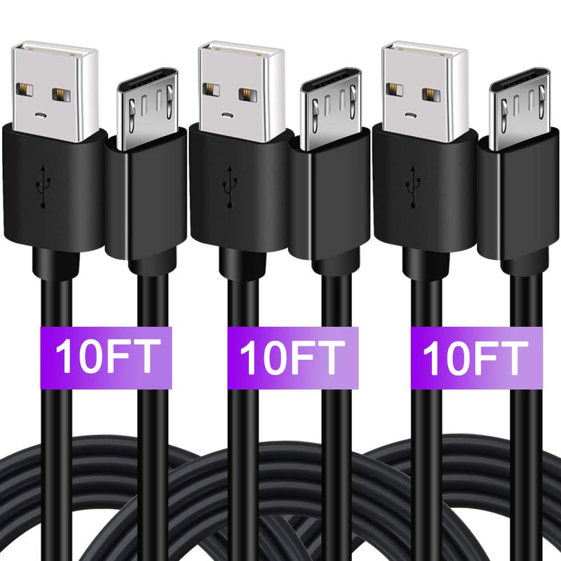 [Australia - AusPower] - 3Pack 10FT PS4 Charger Cord for Xbox One Controller,PS4 Charging Cable,Micro USB Cable for Xbox One S/X Slim Elite Controller,Playstation 4 Games,Dualshock 4 Controller Data Sync Cord 