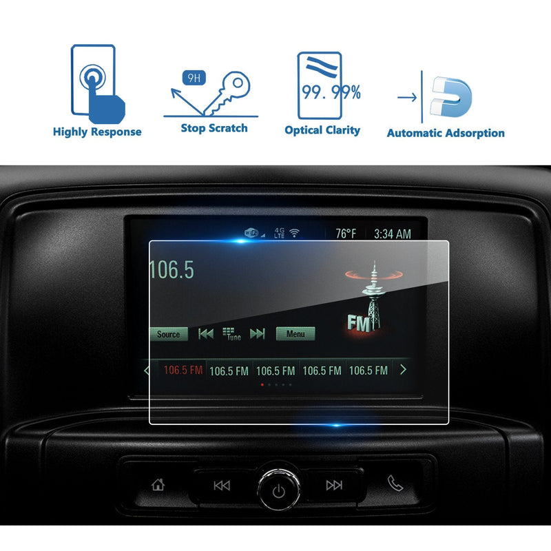 [Australia - AusPower] - LFOTPP Fit for 2016-2020 2021 GMC Sierra 1500 2500HD 3500HD 7 Inch IntelliLink Car Navigation Screen Protector, [9H] Tempered Glass Center Touch Screen Protector High Clarity (7-Inch) 