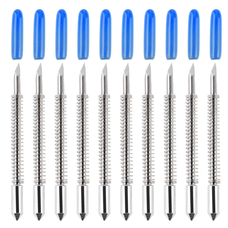 [Australia - AusPower] - HQMaster 60 Degree Vinyl Cutter Blades Lettering Blade for Graphtec Cutting Plotter, Blue Cap Pack Of 10 with Springs 60° 