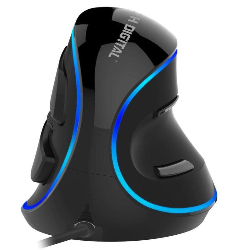 [Australia - AusPower] - J-Tech Digital Wired Ergonomic Vertical USB Mouse with Adjustable Sensitivity (600/1000/1600 DPI), Scroll Endurance, Removable Palm Rest & Thumb Buttons [V628] 