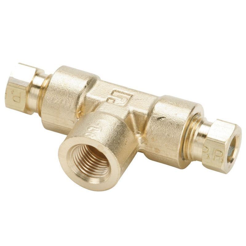 [Australia - AusPower] - Parker 177HD-6-4-pk10 Flareless Tube Fitting, Hi-Duty, Tube to Pipe, Compression and Female Pipe Branch Tee, Brass, 3/8", 1/4" (Pack of 10) 