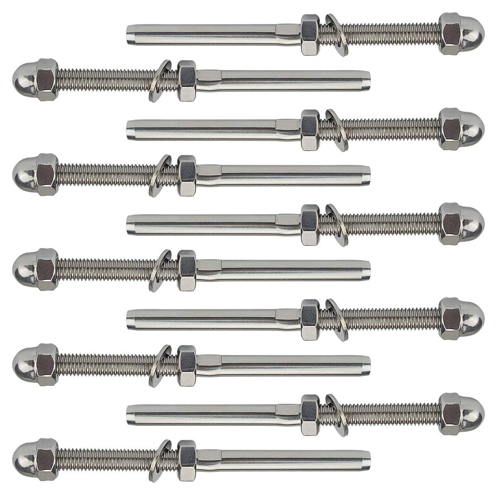 [Australia - AusPower] - Muzata 10Pack Hand Swage Threaded Stud Tensioner 1/8" Cable Railing Kit End Fitting Terminal for 2x2 Metal Post Deck SolidSlice System T316 Stainless Steel CR23, CA6 10 