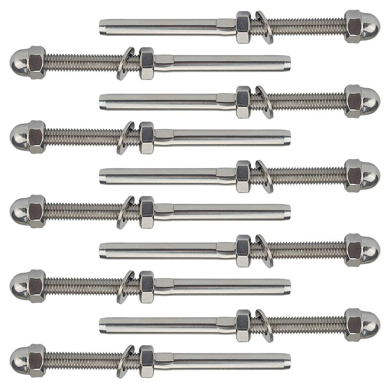[Australia - AusPower] - Muzata 10Pack Hand Swage Threaded Stud Tensioner 1/8" Cable Railing Kit End Fitting Terminal for 2x2 Metal Post Deck SolidSlice System T316 Stainless Steel CR23, CA6 10 