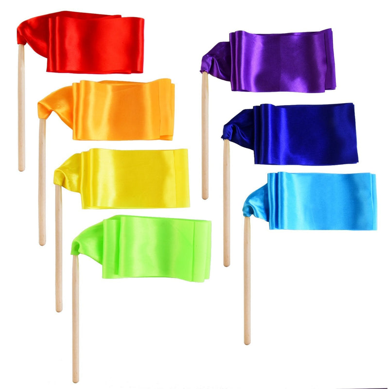 [Australia - AusPower] - BBTO 7 Pieces Dancing Gymnastics Ribbon Wands, Rhythmic Artistic Twirling Ribbons with Non-Slip Handle, Gym Ribbons Dancing Streamers Twirling Ribbon with Wooden Wand, 7 Colors 39.37 Inches 