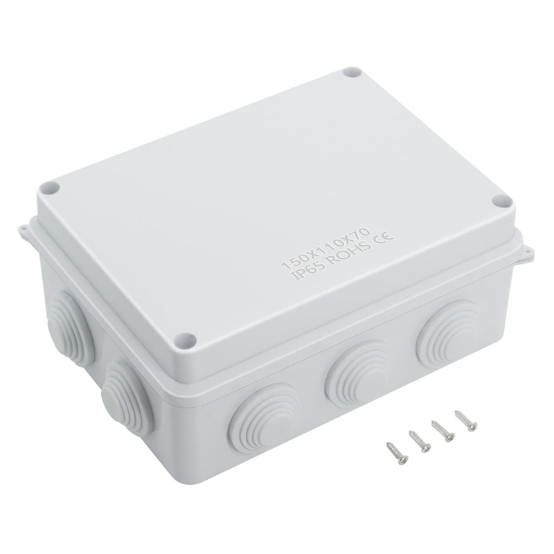 [Australia - AusPower] - LeMotech ABS Plastic Dustproof Waterproof IP65 Junction Box Universal Electrical Project Enclosure White 5.9 x 4.3 x 2.8 inch (150 x 110 x 70 mm) 5.9" x 4.3" x 2.8" 