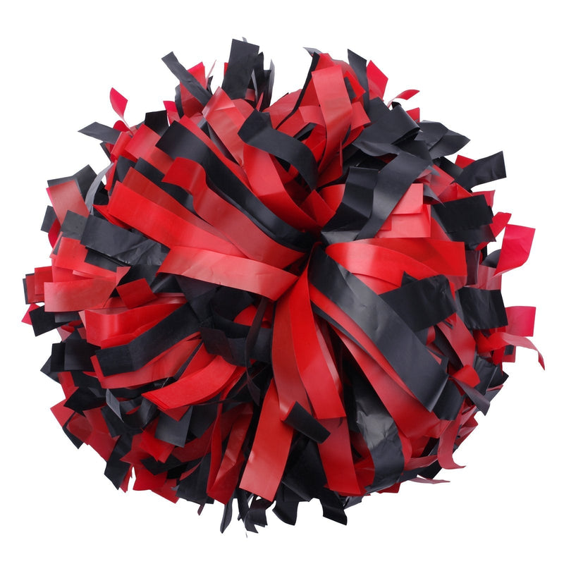 [Australia - AusPower] - ICObuty Plastic Cheerleader Cheerleading Pom Poms 6 inch 1 Pair 2 Pieces Red-Black 