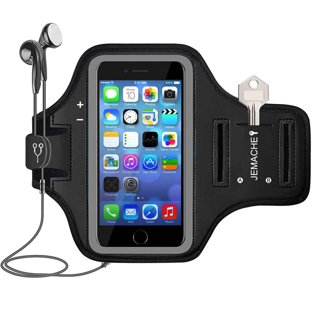 [Australia - AusPower] - iPhone SE (2016) 5S 5 Armband, JEMACHE Gym Running Jogging Exercise Workout Sport Arm Band Case for iPhone 5/5S/SE (2016) 4.0 inch with Card/Key Holder (Black) Black 