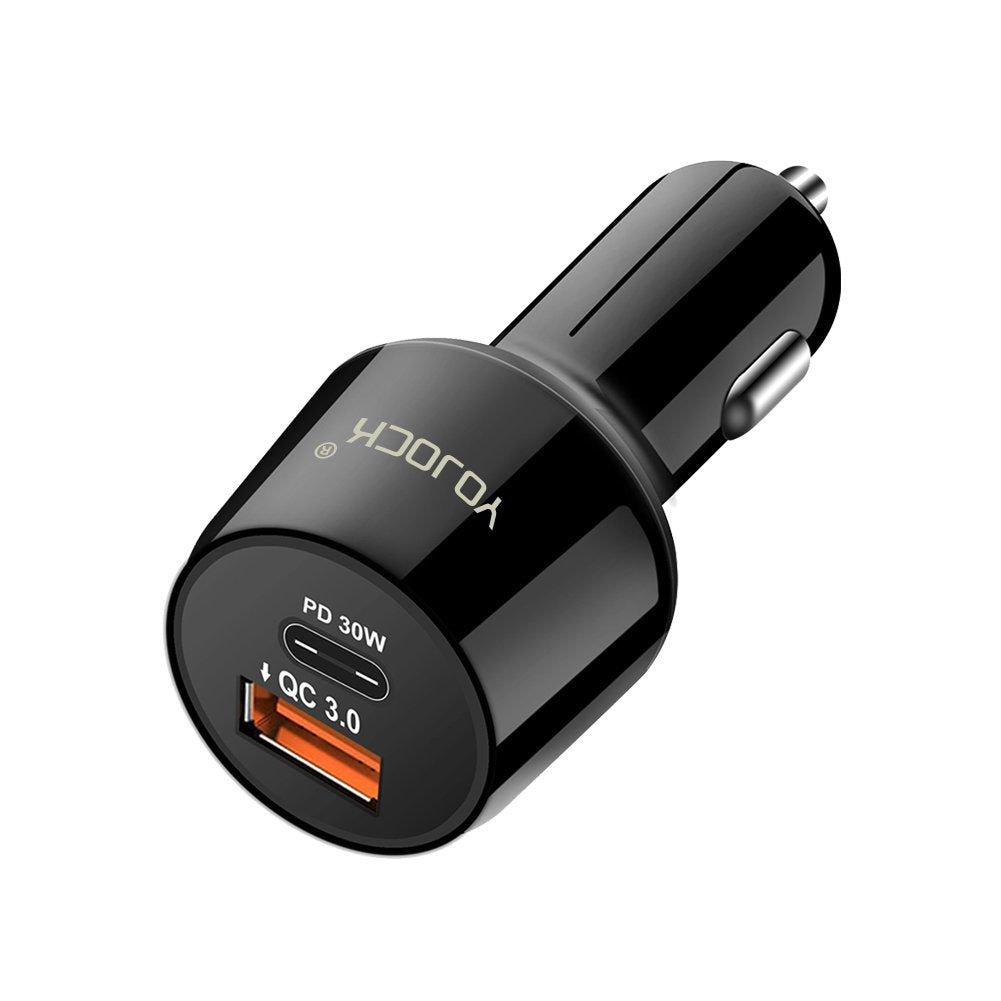 [Australia - AusPower] - 48W USB C Car Charger Adapter, YOJOCK 48W Multi Port Fast Charging Adapter with Power Delivery & Quick Charger 3.0 Compatible with iPhone13/12/11 Pro/XR/XS Max/8 Plus, Galaxy S21, iPad Pro/Macbook Air Black 