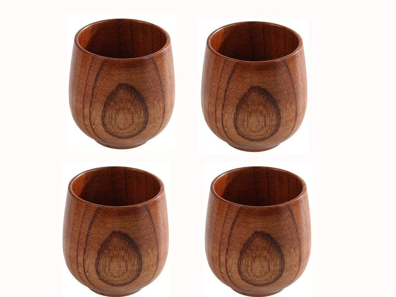 [Australia - AusPower] - Wooden Tea Cups Top Grade Natural Solid Wood Tea Cup 4 Pack,Wooden Teacups Coffee Mug Wine Mug for drinking Tea Coffee Wine Beer Hot Drinks,100-200 ML 