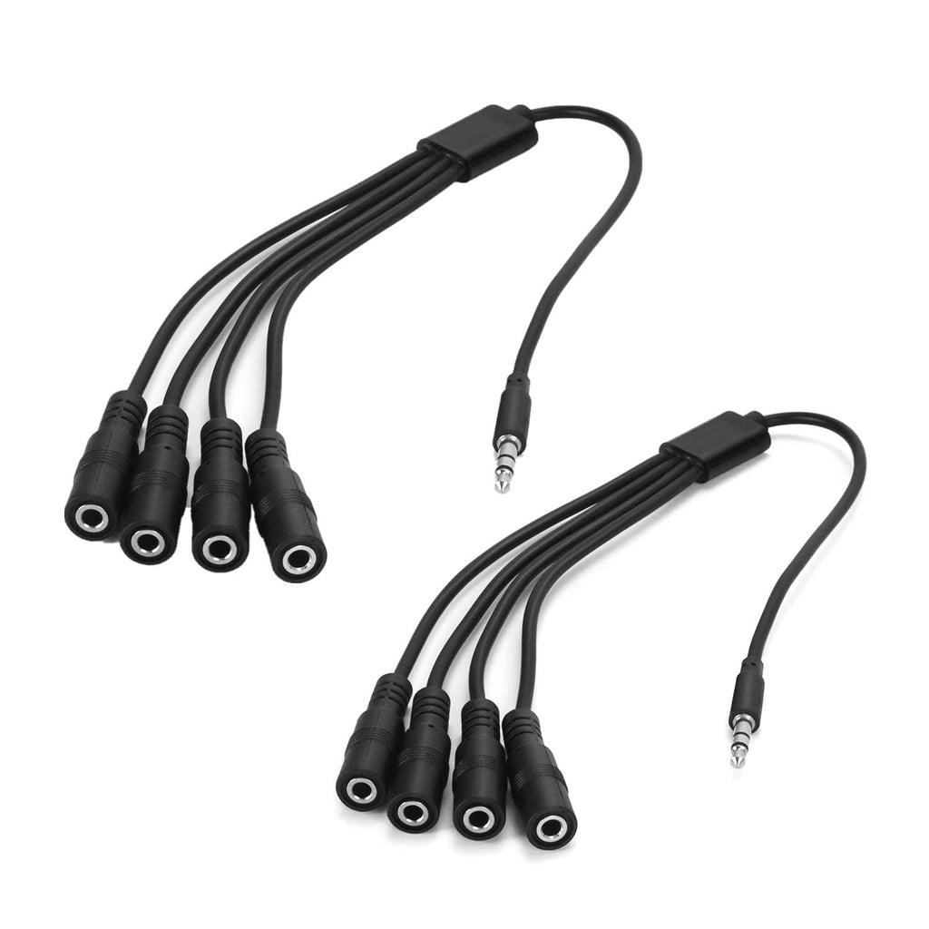 [Australia - AusPower] - 3.5mm Headphone Splitter Cable,ONXE 1/8 Inch AUX Stereo Jack Audio Splitter 1 Male to 2 3 4 Female Adapter Cable for Computer Mp3 Player Mobile Phone Laptop, PC Headphone Speakers(2Pack) 2Pack 