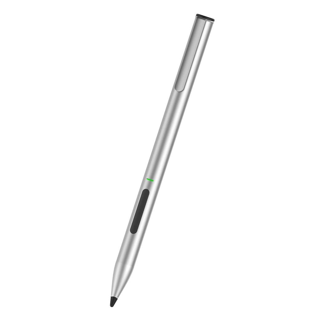 [Australia - AusPower] - Adonit Stylus for Surface (Silver) 4096 Pressure Sensitivity, Tilt, Palm Rejection, Rechargeable Pen, Made In Taiwan, Compatible Surface Pro X/8/7/6/5/4/3, Surface Go 3/2/1, Duo2, Surface Book/ Laptop Ink Silver 
