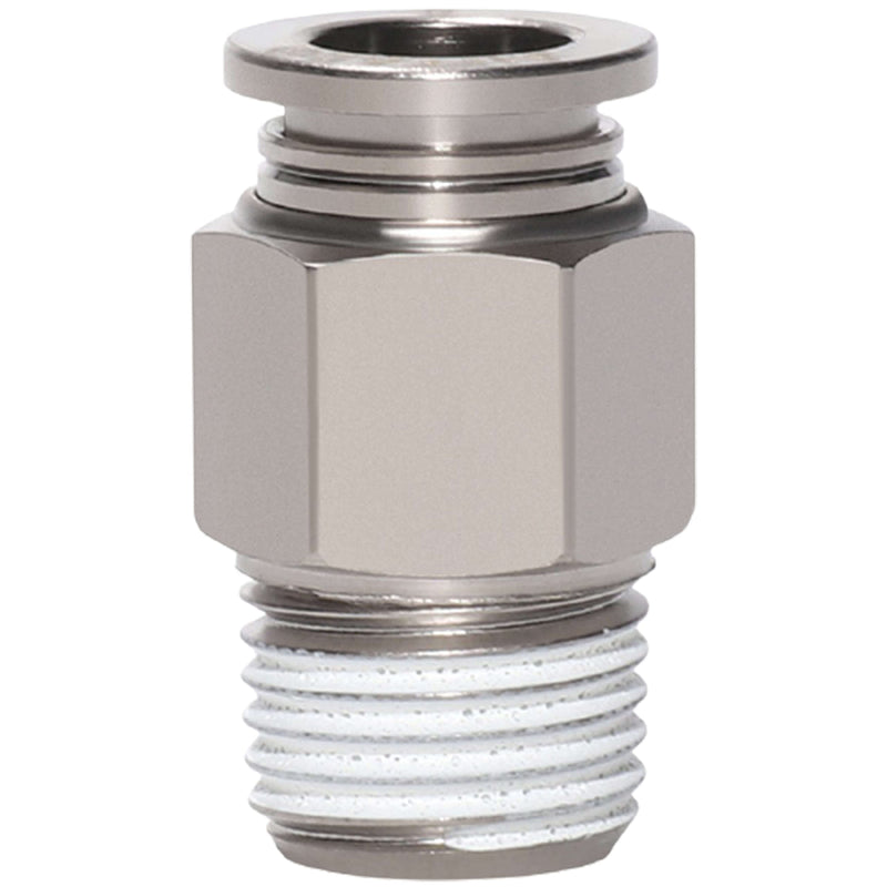 [Australia - AusPower] - Utah Pneumatic 1/4"Od 1/4" Npt Air Union Male Push Air Fitting Straight pneumatic fitting Nickel-Plated Brass Pneumatic Push Connect Fittings Air Line Fittings (5 Pack) 