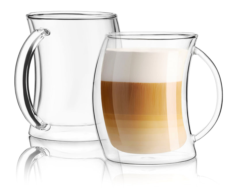 [Australia - AusPower] - JoyJolt Caleo Collection Double Wall Insulated Glass Coffee Cups (Set Of 2) -13-Ounces 