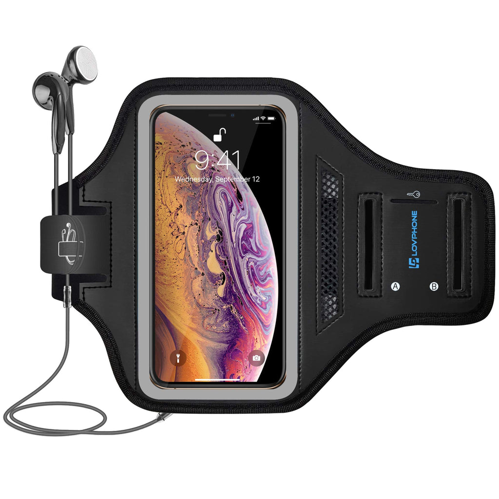 [Australia - AusPower] - LOVPHONE iPhone 11 Pro/iPhone X/XS Armband, Sport Running Exercise Gym Case with Key Holder & Card Slot,Fingerprint Sensor Access Supported and Sweat-Proof (Gray) Gray iPhone 11 Pro/X/XS 