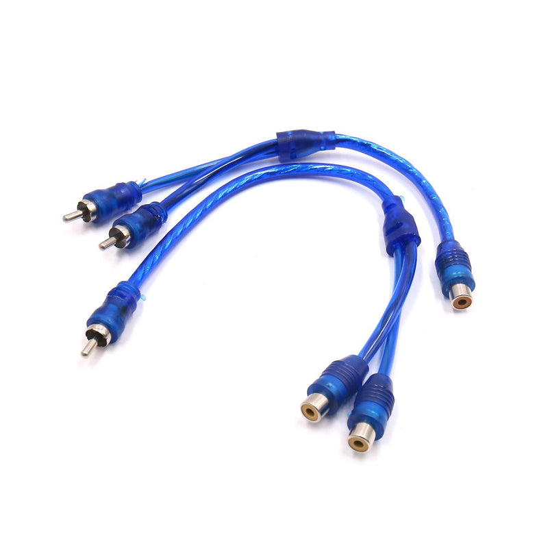 [Australia - AusPower] - uxcell a17070300ux0615 2Pcs Blue Female to Male RCA Splitter Adapter Car Audio Stereo Y Cable Wire Kit 2 Pack 