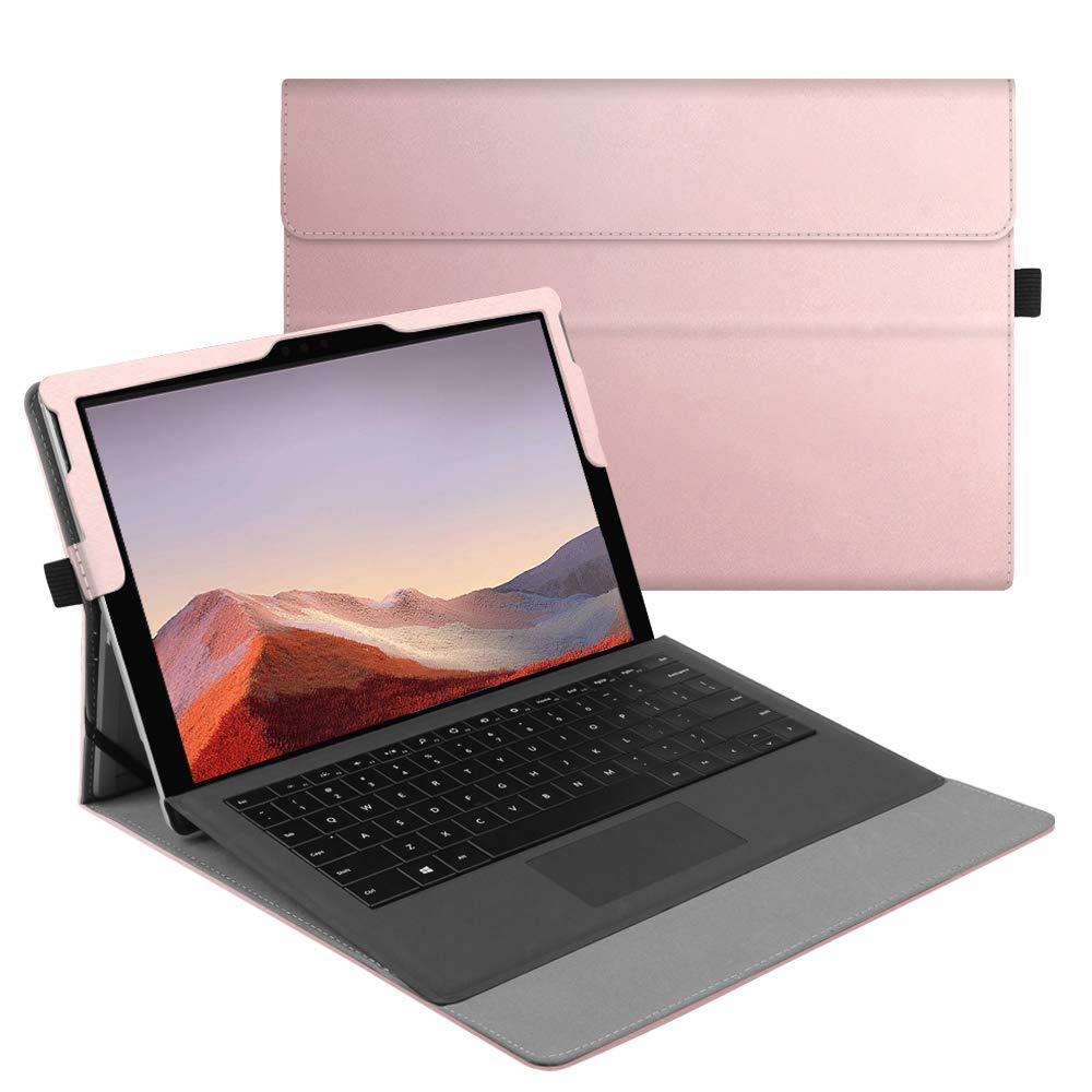[Australia - AusPower] - Fintie Case for Microsoft Surface Pro 7 Plus/Pro 7 / Pro 6 / Pro 5 / Pro 4 / Pro 3 12.3 Inch Tablet - Multiple Angle Viewing Portfolio Business Cover, Compatible w/Type Cover Keyboard (Rose Gold) Z-ARose Gold 