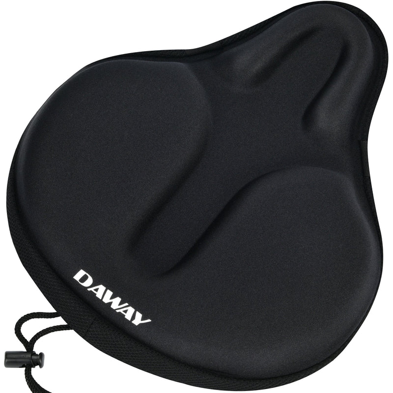 [Australia - AusPower] - DAWAY Comfortable Exercise Bike Seat Cover - C6 Large Wide Foam & Gel Padded Bicycle Saddle Cushion for Women Men Everyone, Fits Spin, Stationary, Cruiser Bikes, Indoor Cycling, Soft 