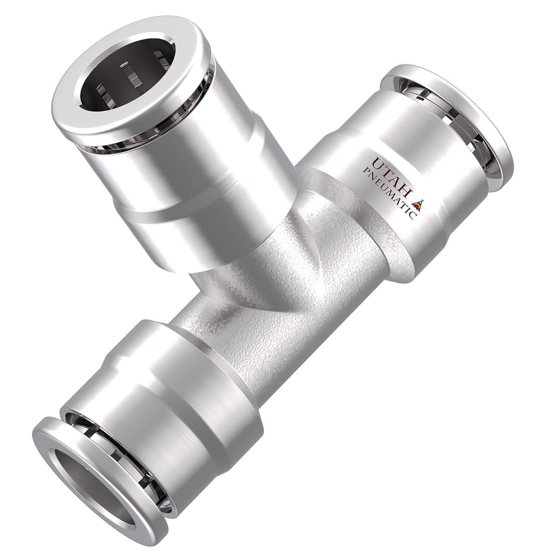 [Australia - AusPower] - Utah Pneumatic Push To Connect Air line Fittings Push Tee 1/4"Od Union Connect Air Fittings Quick Connect Push Lock Fittings Air Bag Fittings Pneumatic Fittings Air Tee Nickel-PlatedBrass Pack Of 5 1/4"tee pack of 5 